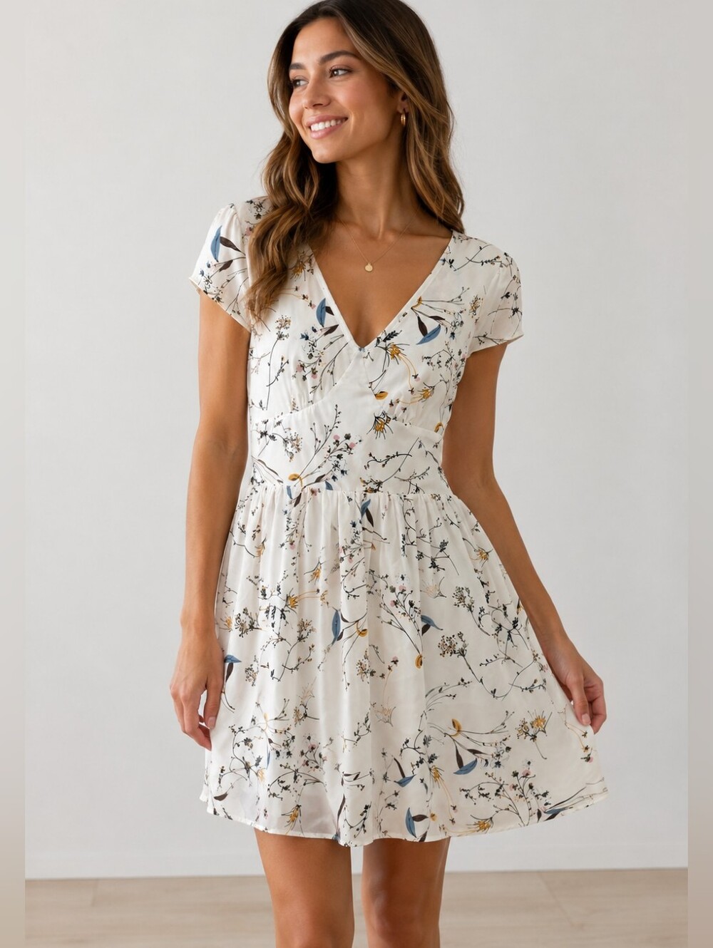 Molly Bracken Floral Lace Back Mini Dress Size M Romantic Cottagecore Boho Dress